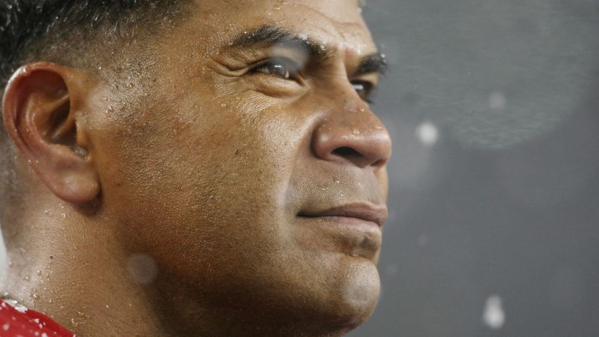 OXBORO, MA - OCTOBER 18: Junior Seau #55 of the New England Patriots looks on from the bench in the second half against the Tennessee Titans on October 18, 2009 at Gillette Stadium in Foxboro, Massachusetts.