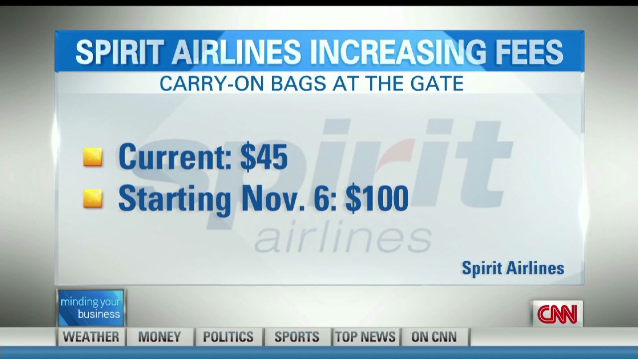 MYB 100 for carryon bags on Spirit CNN