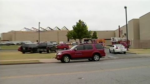 Emergency vehicles are parked outside Craigmont High School in Memphis, Tennessee, on Thursday.