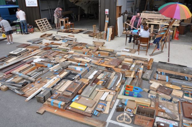 The hundreds of donated objects filled a carpark.