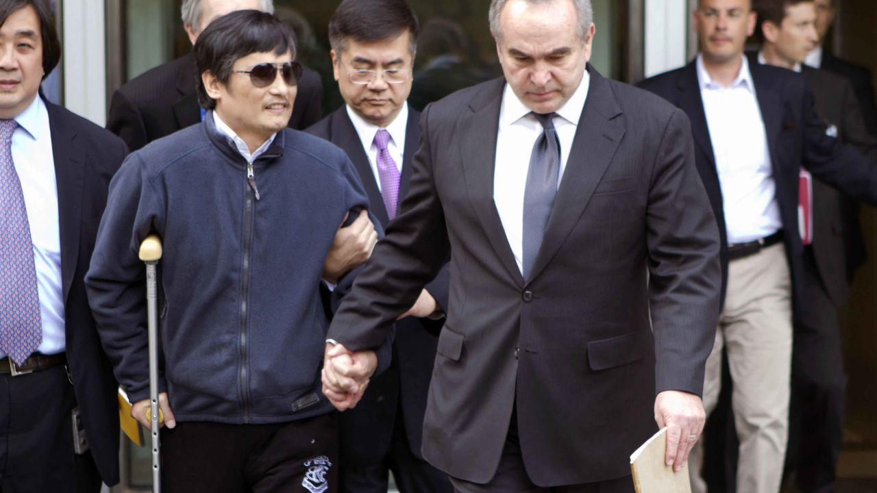 Chinese activist Chen Guangcheng leaves the U.S. embassy Wednesday for medical treatment at a Beijing hospital.