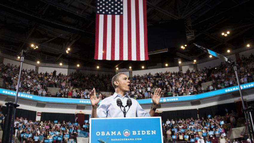 President Barack Obama speaks during his first official campaign rally in Ohio.