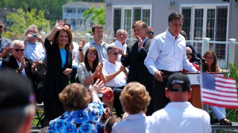 Mitt Romney holds a rally in Virginia last week, joined by Gov. Bob McDonnell (center) and Rep. Michele Bachmann of Minnesota.