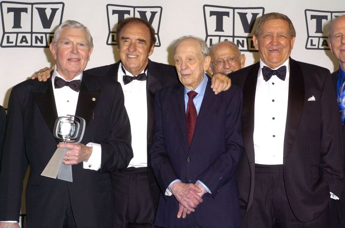 Left to right, Andy Griffith, Jim Nabors, Don Knotts and George Lindsey pose at the TV Land Awards in 2004.