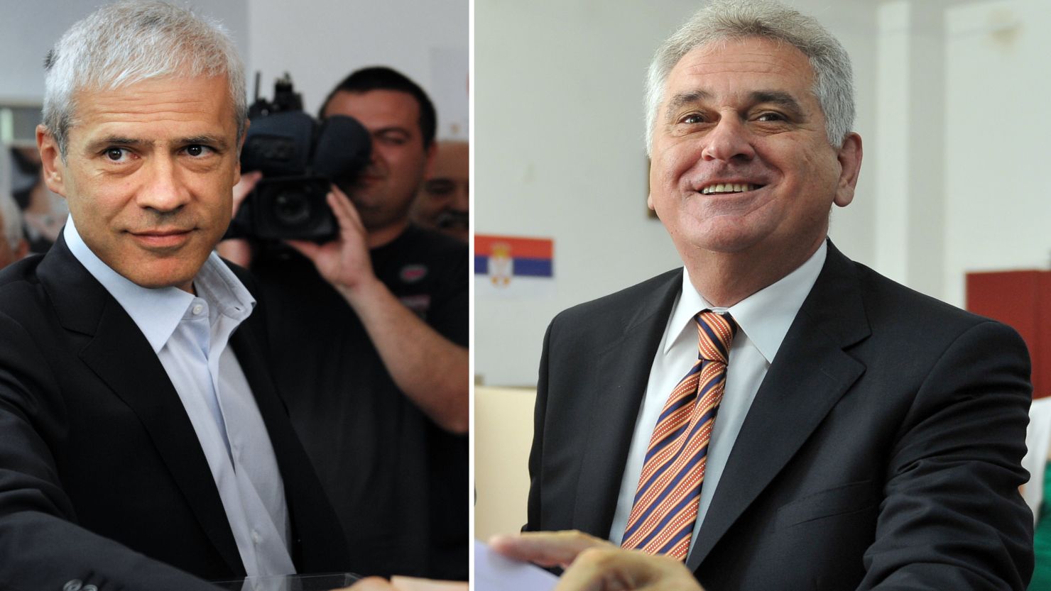 Serbian President and Democratic party leader Boris Tadic, left, and Tomislav Nikolic of the Progressive Party in Belgrade Friday.