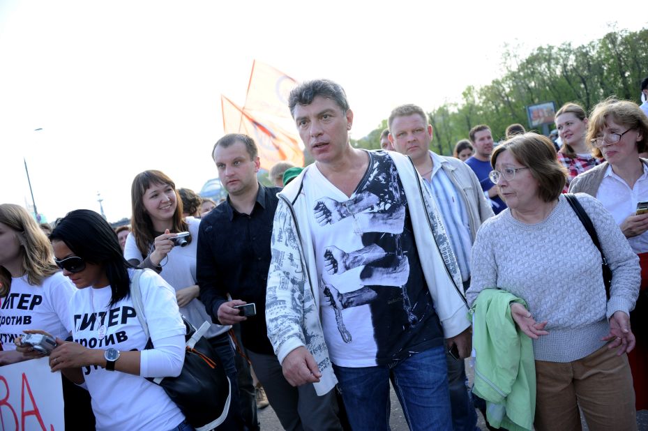 Leading opposition figure Boris Nemtsov, center, was also among the demonstrators who were arrested.