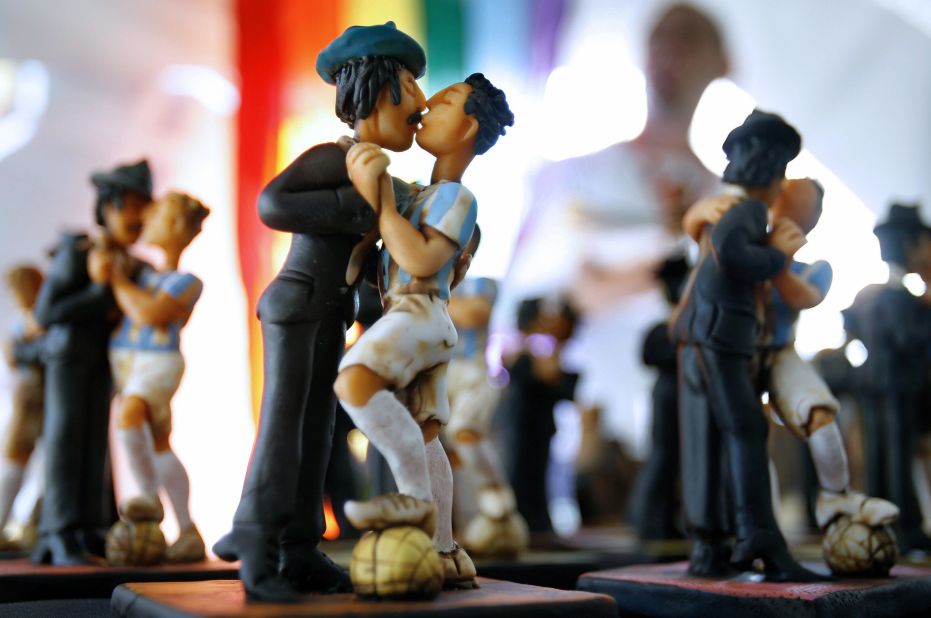 Tango has also been heartily embraced by the city's gay community. Aside from going to tango club nights and bars dedicated to gay tangueros, you can even buy souvenirs of tango dancers kissing Argentine footballers, originally sold during the Gay Football World Championship in Buenos Aires in 2007.