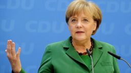 German chancellor Angela Merkel attends a press conference on May 7, 2012 in Berlin.