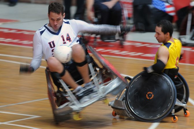 The sport is spreading around the world. Here Joseph Delagrave of the U.S. (left) collides with Colombia's Cristian Torres during the 2011 Pan American championships in Bogota.