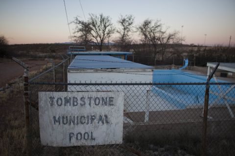 Once a Wild West boomtown, Tombstone now has a population of fewer than 1,500 residents. It survives thanks to tourists drawn to its violent history. A water crisis means the municipal pool might not be filled this summer. 