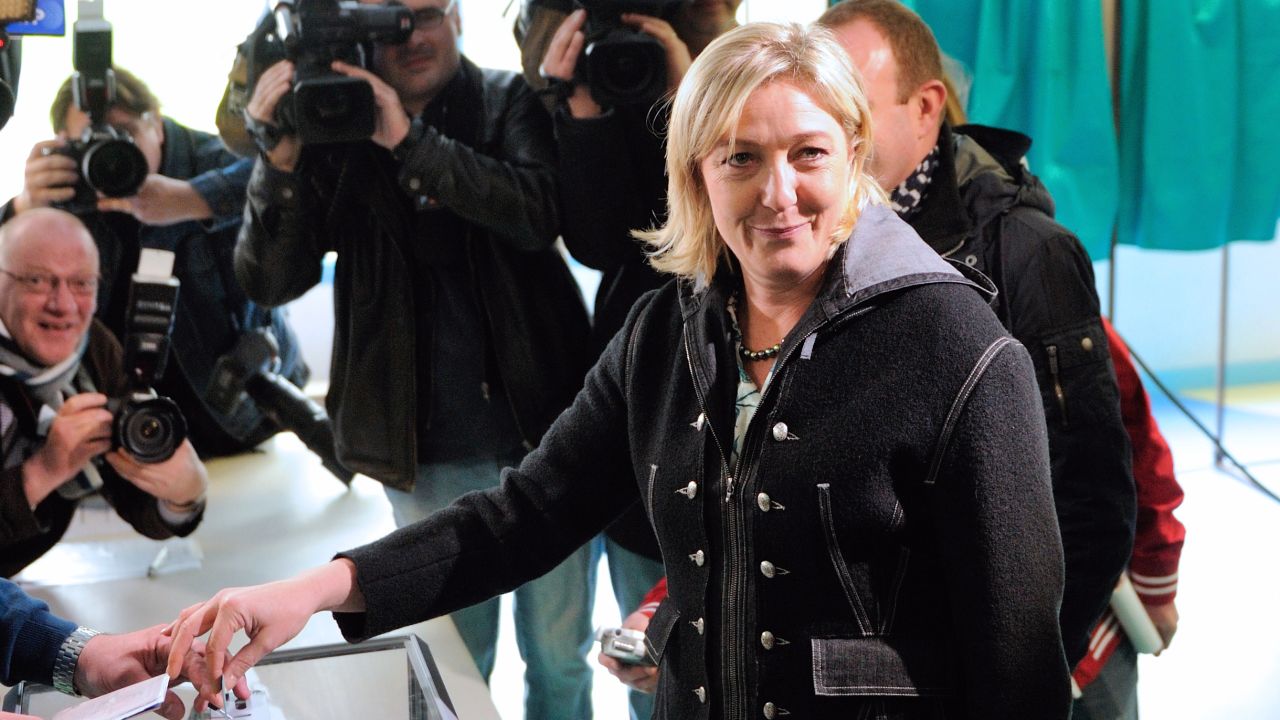 On the campaign trail, National Front leader Marine Le Pen called for France to leave the eurozone.