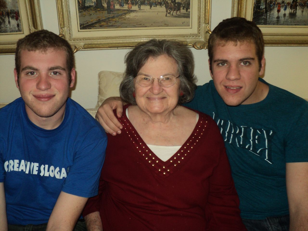 Sandra Kent is thrilled that her 90-year-old mother is fulfilling a dream this Mother's Day by watching her grandson, Alex, graduate from the University of Oklahoma. Pictured here, Grandma Palmer sits with Sandra's two sons, Alex (left) and Michael. 