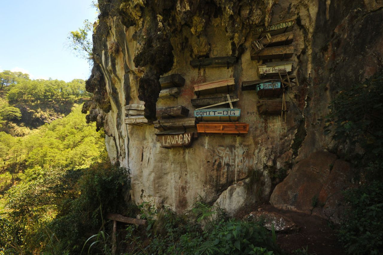 Found in the Cordillera region of the Philippines, the famous hanging coffins on cliffs and caves reflect an ancient funerary custom.  iReporter Karl Grobl explains the belief is that a deceased person's spirit cannot rise to heaven if the body is buried in the ground.  