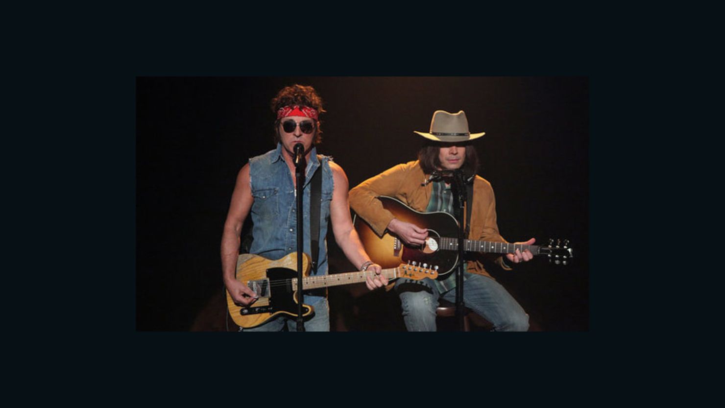 Bruce Springsteen and Jimmy Fallon, as Neil Young, perform on the March 2, 2012 episode of "Late Night with Jimmy Fallon."