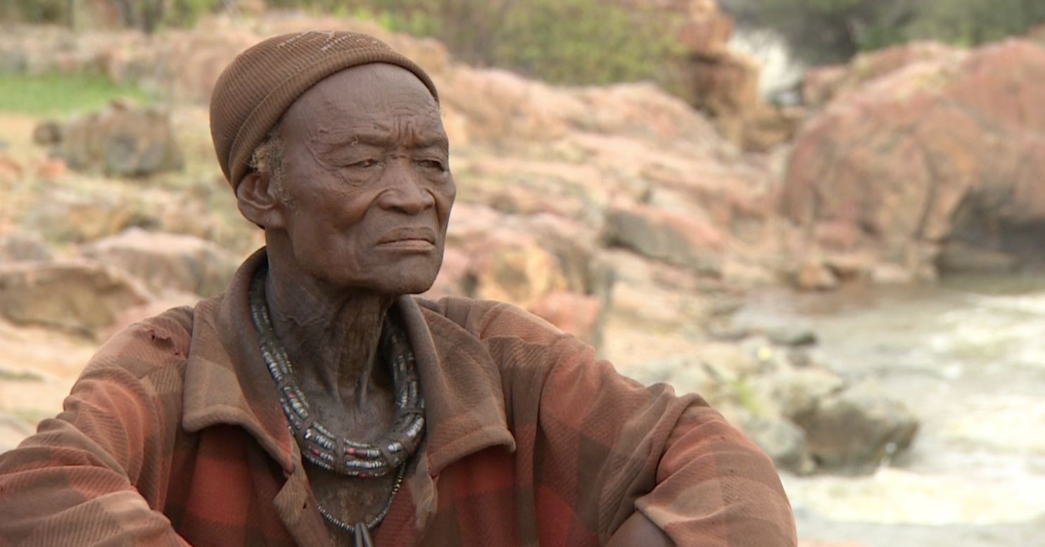 Hikuminue Kapika, chief of the Himba village of Omarumba on northern Namibia. He leads a village of about 20 people and inherited his chiefly title from his father.