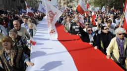 Poland declared independence in 1918  following more than 120 years when it came under Russian, Prussian, and Austrian rule. Nazi Germany's invasion of Poland in 1939 sparked the Second World War, during which six million Poles died, including the majority of its Jewish population.  After the war Poland became a communist state and member of the Warsaw Pact.  In 1989, it became the first member of the Soviet bloc to establish a non-communist government and joined the European Union in 2004.