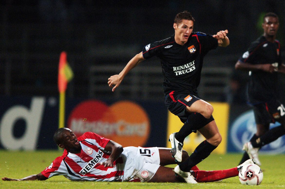 Toure has played in the European Champions League for several seasons, and is pictured here on duty for Greek club Olympiakos against Lyon in 2004. 