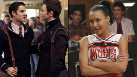 Chris Colfer, Darren Criss and  Naya Rivera in Fox's musical dramedy 'Glee'
