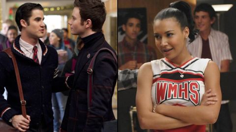 Chris Colfer, Darren Criss and Naya Rivera in Fox's musical dramedy 'Glee'