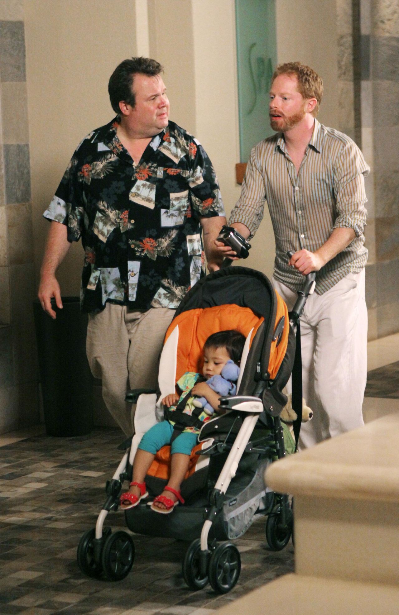 Mitchell Pritchett (Jesse Tyler Ferguson, right) and Cameron Tucker (Eric Stonestreet) adopted a baby girl named Lily on the pilot episode of "Modern Family" in 2009. The pair made plans to adopt another child during the third season of the ABC show.