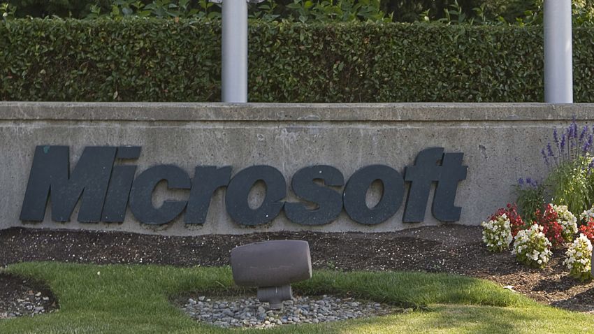 A sign displays the Microsoft logo in front of the company's headquarters on July 29, 2009 in Redmond, Washington.