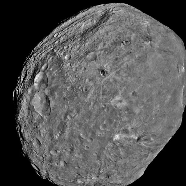 NASA's Dawn spacecraft obtained images of asteroid Vesta, which, in 2012, was declared a "protoplanet."