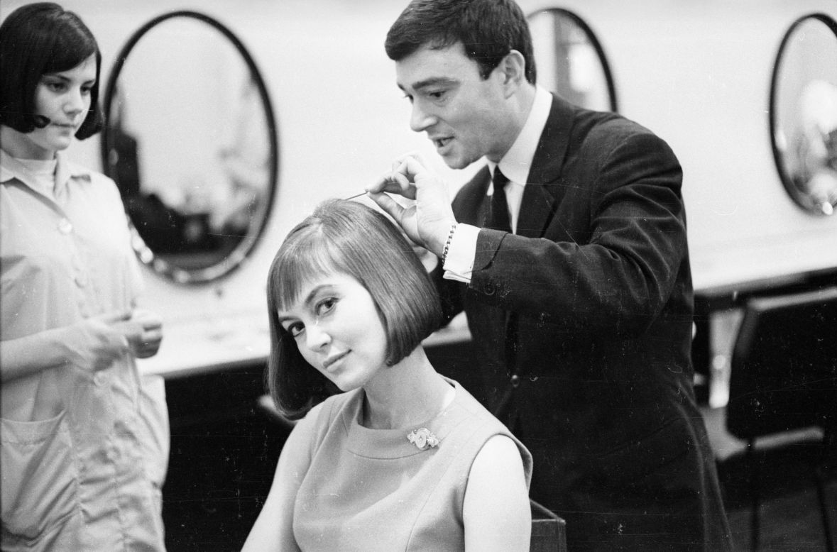 Vidal Sassoonv creates his trademark style 'long bob with a soft fringe' for actress Janette Scott in 1963. The sleek hairstyle succeeded the bouffant styles of the 1950s.