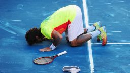 Fernando Verdasco kisses the blue clay in Madrid after beating world No. 2 Rafael Nadal in a huge upset. "I never was in control of the match, I didn't know how to win a point," said Nadal, who is the modern era's "King of Clay."  