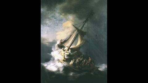 "The Storm on the Sea of Galilee," the only seasscape painted by Rembrandt.