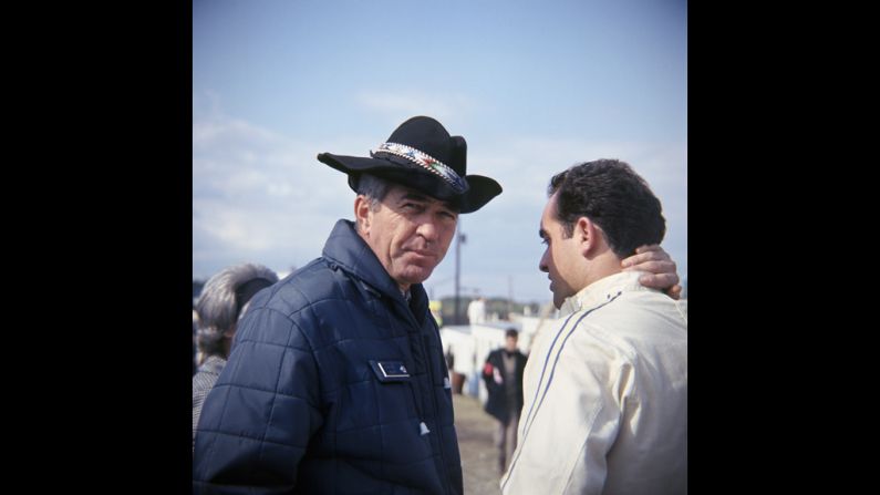 Shelby, left, and Bob Bondurant before the USRRC race in 1967 at Watkins Glen, New York.