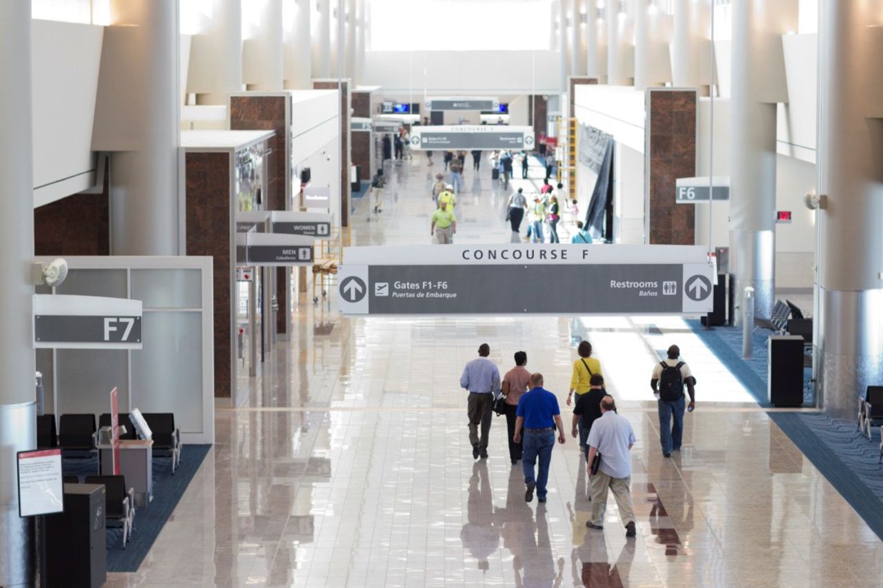 The 1.2 million-square-foot terminal and concourse facility has 12 new gates and connects to Concourse E to create a 40-gate international complex. Volunteers visited the new terminal on May 2 to help airport officials test security and departure and arrival procedures. 