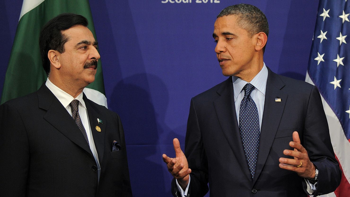 President Obama talks with Pakistan's Prime Minister Yousuf Raza Gilani. Pakistan has accepted NATO's invitation to the Chicago summit.