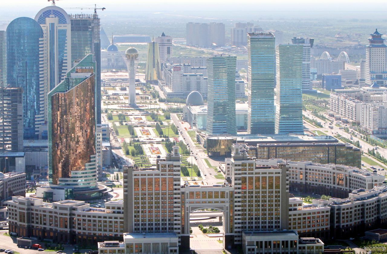 An aerial view of the city of Astana, taken on July 28, 2011. It was known as Akmola until 1998, renamed Tselinograd under Soviet rule from 1961-1992, and before that was called Akmolinsk.