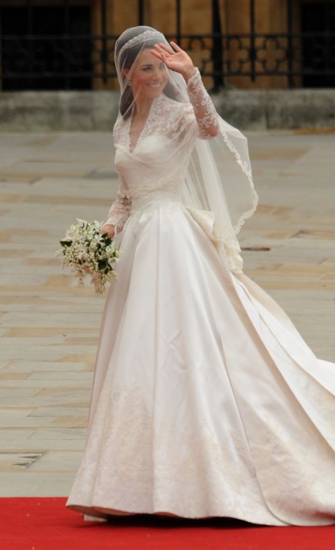 Last but not least is Kate's stunning wedding dress. She wore the gown by Alexander McQueen designer Sarah Burton when she married William on April 29, 2011.