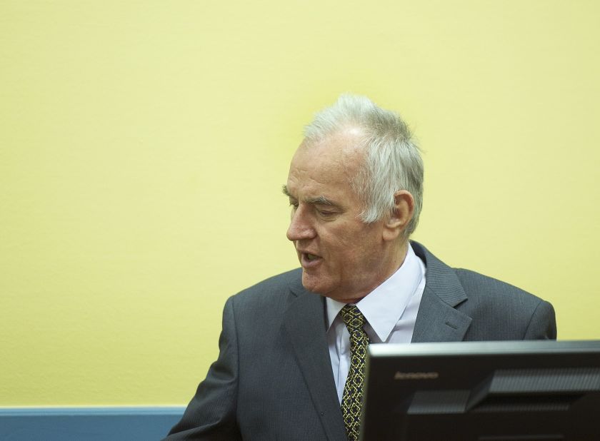 Mladic appears at his war crimes trial on May 16, 2012. He eluded authorities for nearly 16 years until his capture in May 2011.