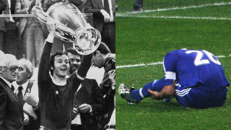 German legend Franz Beckenbauer, left, lifts the European Cup in 1975 -- the second of Bayern's four triumphs. Chelsea skipper John Terry, right, missed a vital penalty in his club's only previous final appearance in 2008.