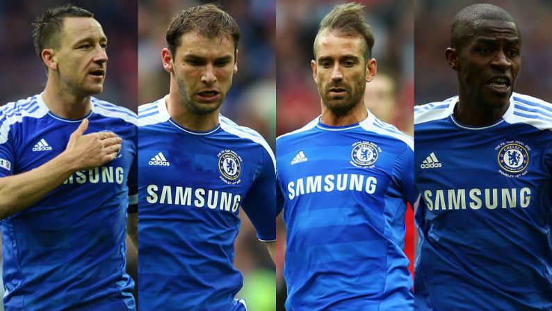 Chelsea's dramatic semifinal win over defending champions Barcelona came at a cost as Terry (left) was sent off, and Branislav Ivanovic, Raul Meireles and Ramires picked up yellow cards to also be ruled out of the final.