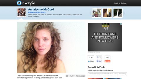 AnnaLynne McCord posted this photo of herself, makeup free, on Twitter. 