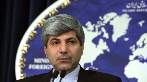 Iranian Foreign Ministry spokesman Ramin Mehmanparast, shown in a file photo, says Google has been "treated as a plaything."
