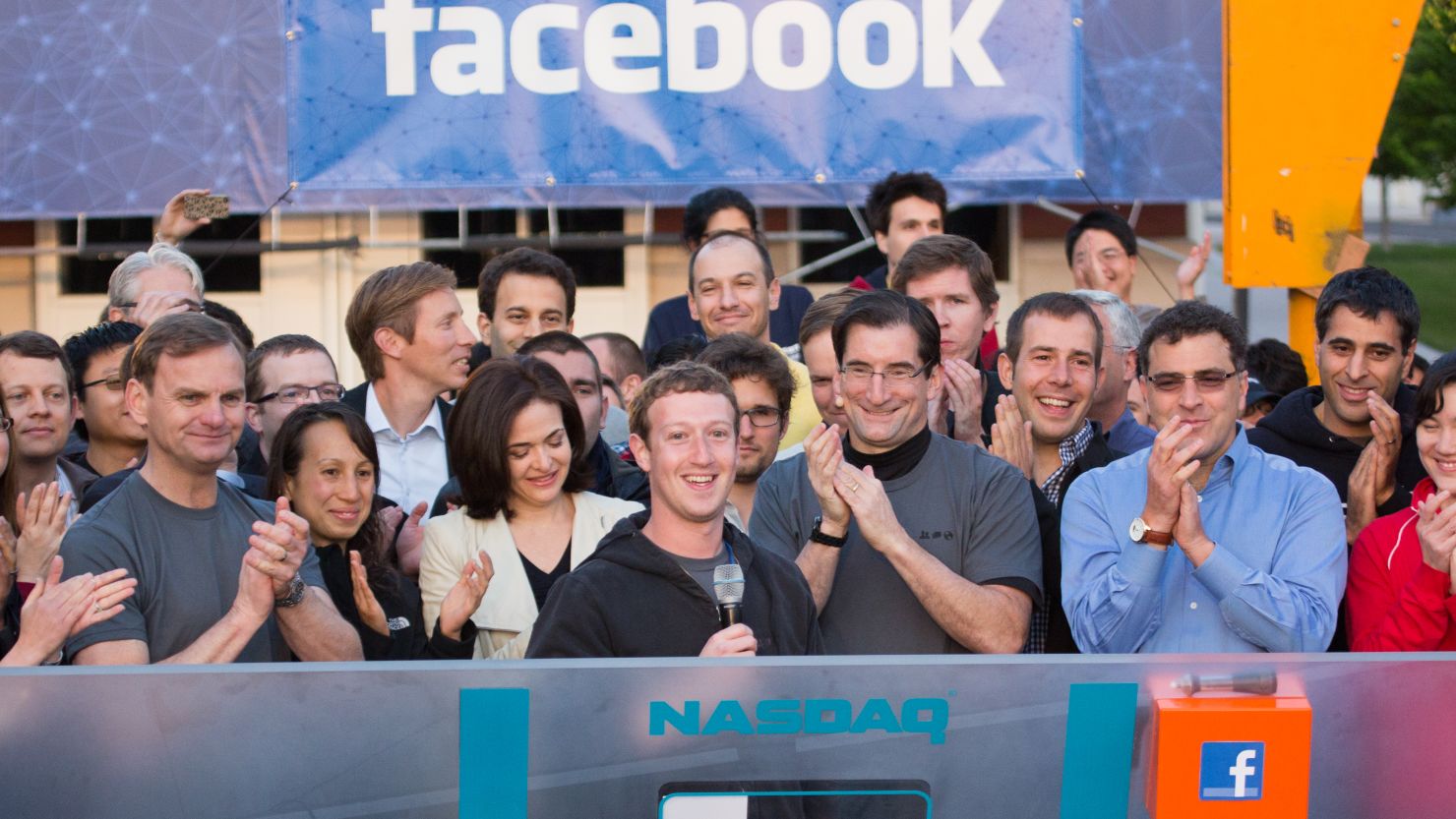 Facebook CEO Mark Zuckerberg rings the Nasdaq opening bell on May 18, 2012.. 