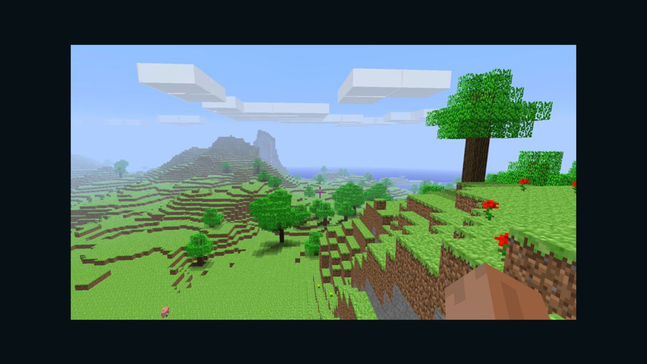 Minecraft allows players to build constructions out of textured cubes in a 3-D world. 