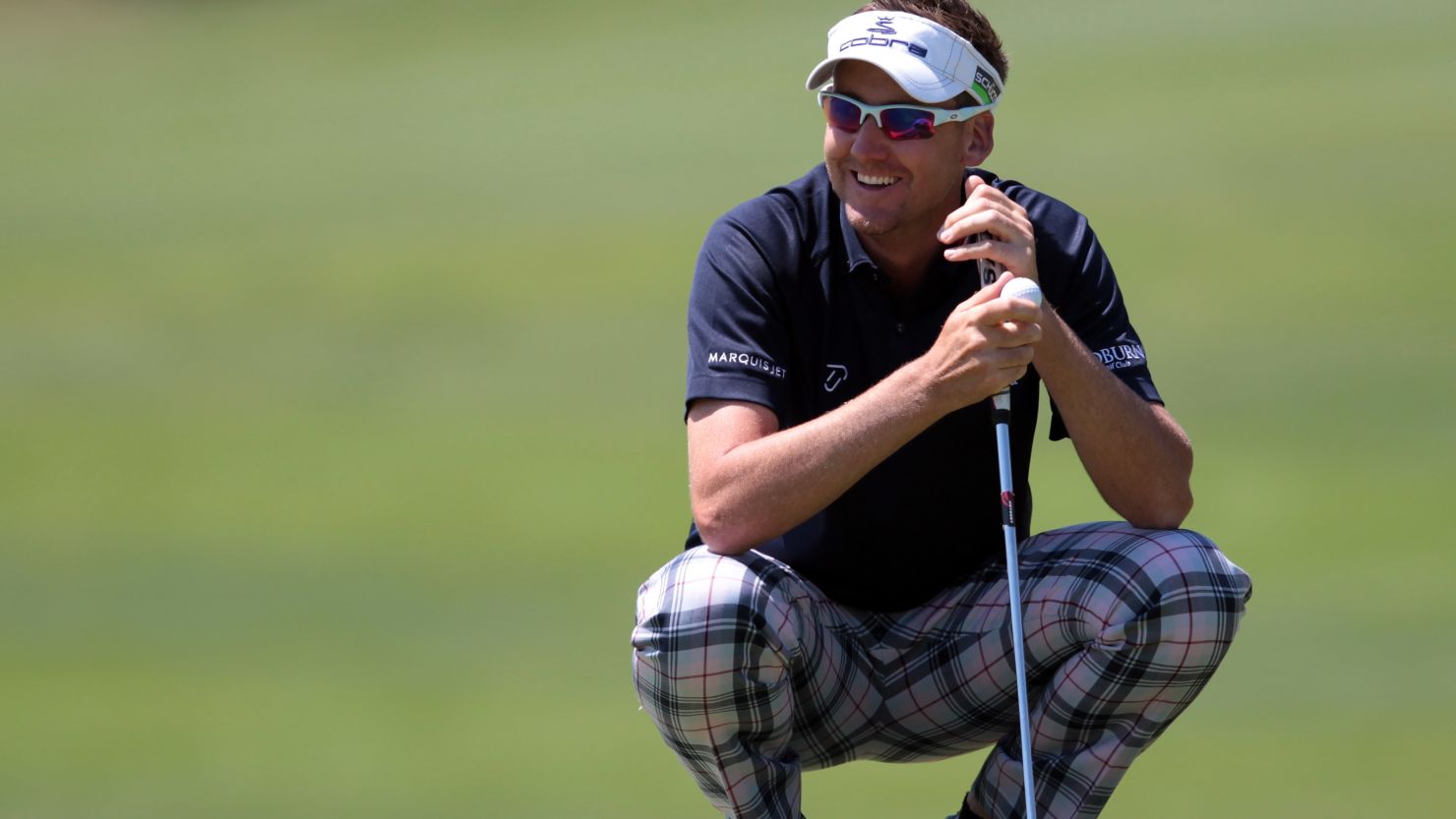 Ian Poulter is all smiles during his afternoon victory over Tom Lewis at the Volvo World Match Play Championship. 