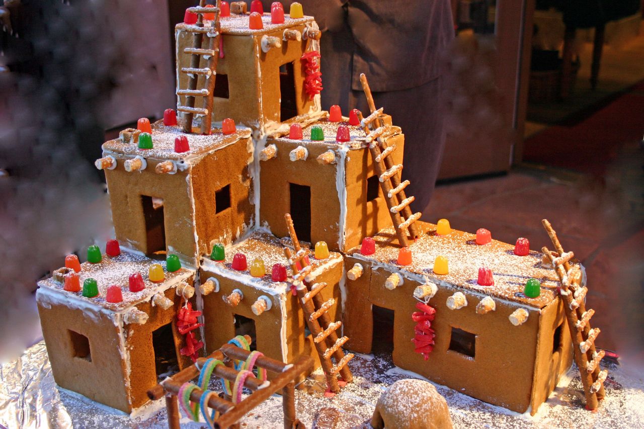 The festive atmosphere is carefully replicated in gingerbread.