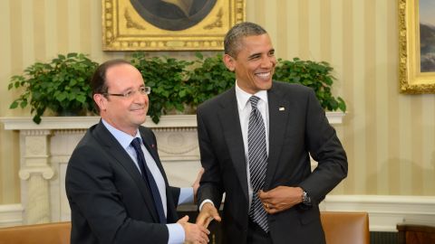 French President Francois Hollande and U.S. President Barack Obama met at the White House May 18, 2012.