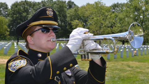 Allison Cummings, a patrol officer from Hudson, New Hampshire, says playing taps at Arlington National Cemetery was like playing at Carnegie Hall.