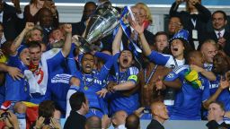 Chelsea's players lift the Champions League for the first time after their dramatic win over Bayern Munich.