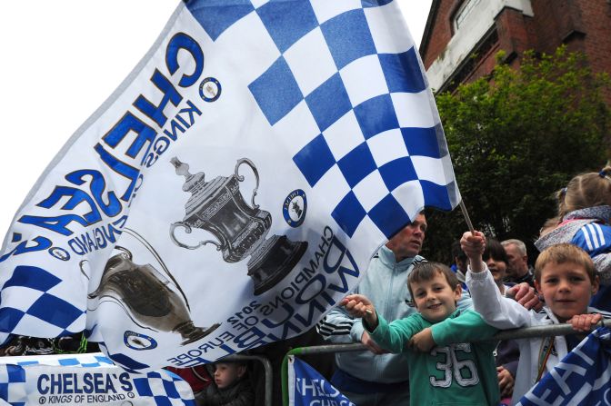 Chelsea fans packed the streets around southwest London to see the victory parade