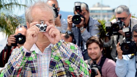 Bill Murray poses with a miniature camera at the photocall for "Moonrise Kingdom" on Wednesday, May 16. The latest film from director Wes Anderson served as this year's curtain raiser.