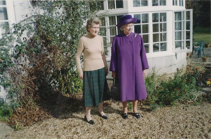 Rhodes was also one of the queen's bridesmaids. The pair are pictured at Garden House, Rhodes' home in Windsor, England.
