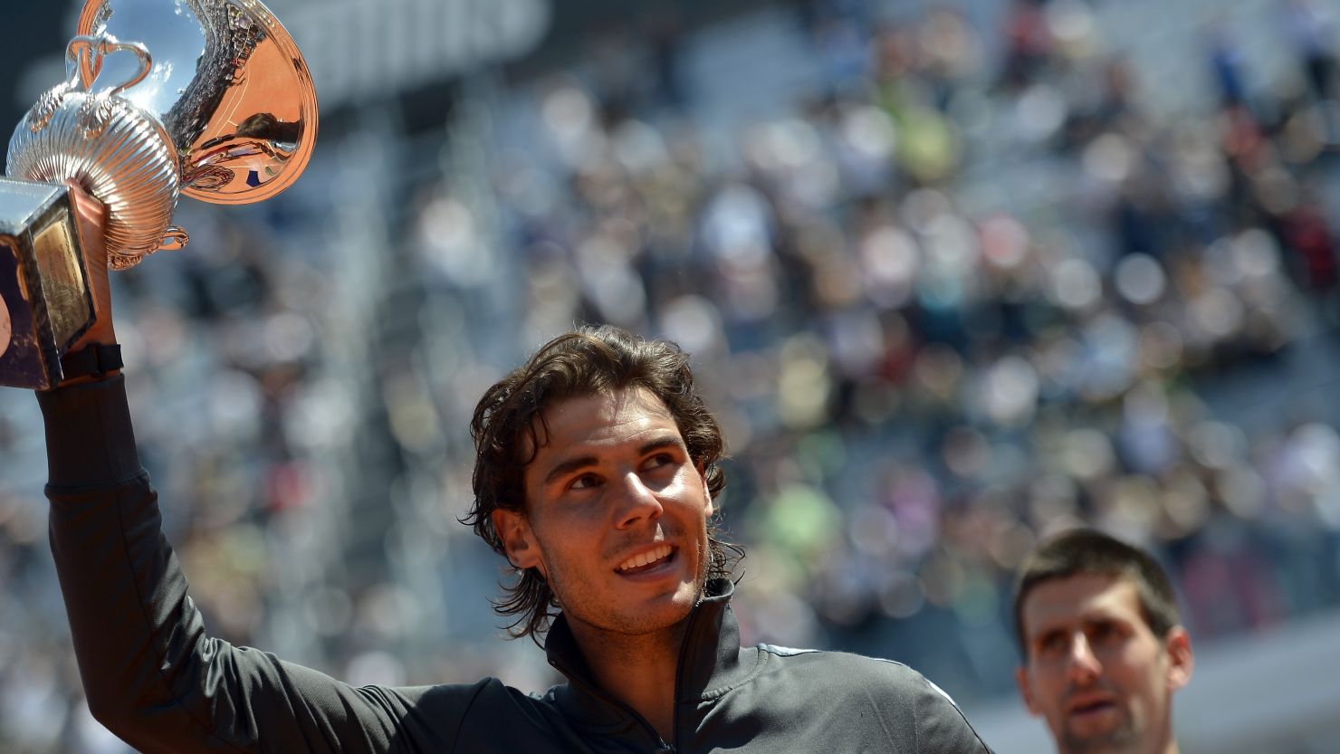 Rafael Nadal moved to number two on the world rankings after beating Novak Djokovic in the final of the Rome Masters.